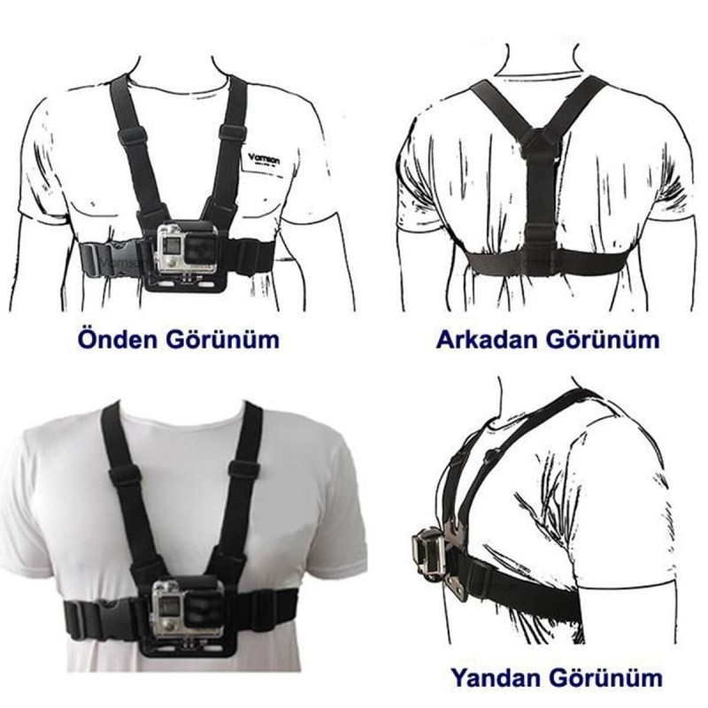 Aksiyon Kamerası Göğüse Sabitleme Kemeri Aksiyon Kamerası Göğüse Sabitleme Kemeri