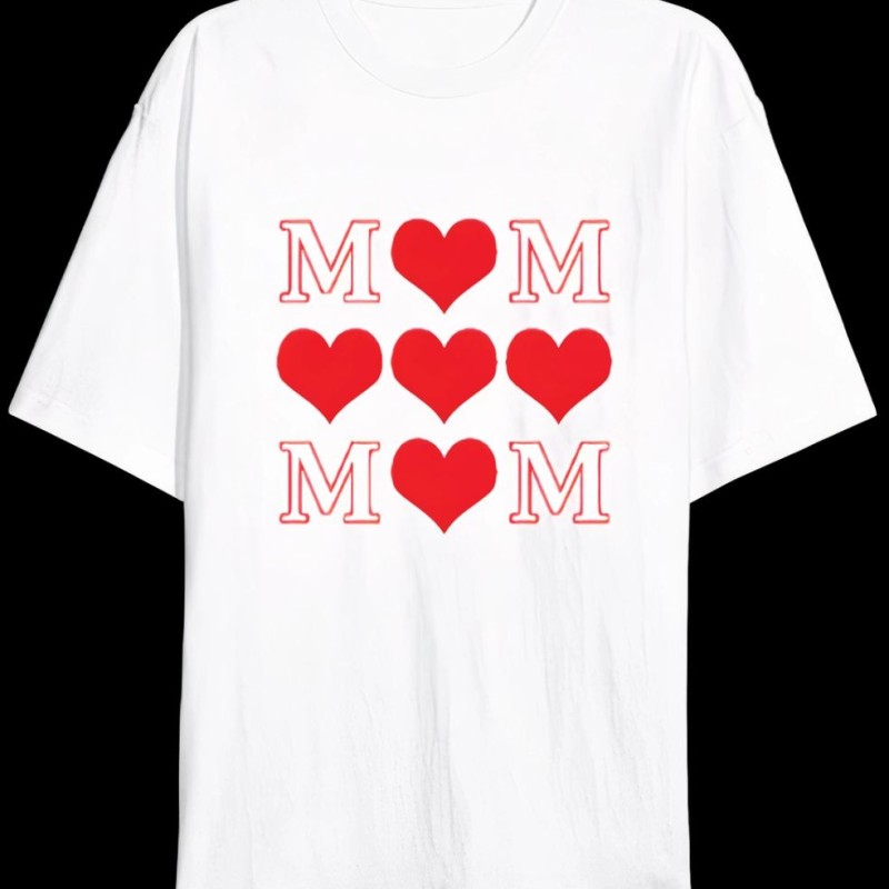Anneler Günü Hediye MOM Kalp Baskılı Oversize Bisiklet Yaka T-shirt - Beyaz Anneler Günü Hediye MOM Kalp Baskılı Oversize Bisiklet Yaka T-shirt - Beyaz