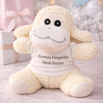 Aramıza Hoşgeldin Minik Kuzum Tişörtlü Sevimli Peluş Kuzu Aramıza Hoşgeldin Minik Kuzum Tişörtlü Sevimli Peluş Kuzu