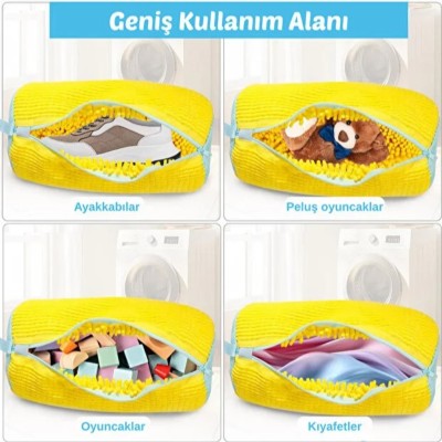 Ayakkabı Yıkama Torbası - Mikrofiber Astarlı - Fermuarlı - Geniş Kullanım Alanı 