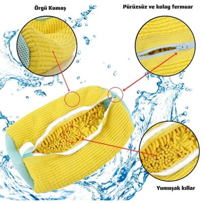 Ayakkabı Yıkama Torbası - Mikrofiber Astarlı - Fermuarlı - Geniş Kullanım Alanı 