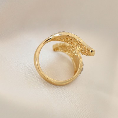 Ayarlamalı Gold Renk Metal Zirkon Taşlı Kanat Yüzük Ayarlamalı Gold Renk Metal Zirkon Taşlı Kanat Yüzük
