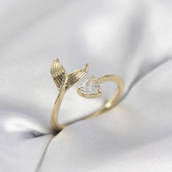 Balık Kuyruğu Model Gold Renk Zirkon Taşlı Kadın Yüzük Balık Kuyruğu Model Gold Renk Zirkon Taşlı Kadın Yüzük