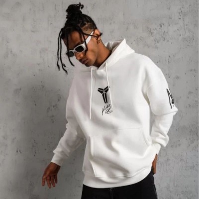 BErkek 3 İplik Pamuklu Kapüşonlu Baskılı Cepli Oversize Sweatshirt Hoodie - eyaz BErkek 3 İplik Pamuklu Kapüşonlu Baskılı Cepli Oversize Sweatshirt Hoodie - eyaz