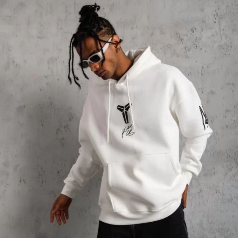 BErkek 3 İplik Pamuklu Kapüşonlu Baskılı Cepli Oversize Sweatshirt Hoodie - eyaz BErkek 3 İplik Pamuklu Kapüşonlu Baskılı Cepli Oversize Sweatshirt Hoodie - eyaz