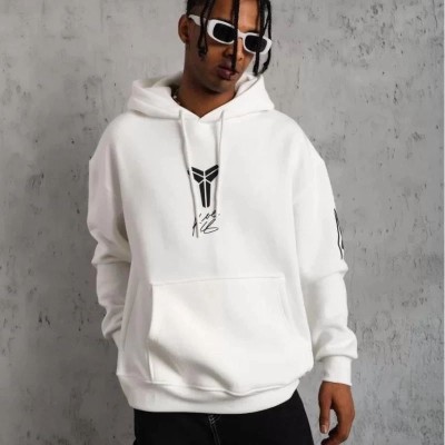 BErkek 3 İplik Pamuklu Kapüşonlu Baskılı Cepli Oversize Sweatshirt Hoodie - eyaz BErkek 3 İplik Pamuklu Kapüşonlu Baskılı Cepli Oversize Sweatshirt Hoodie - eyaz