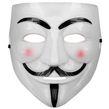 Beyaz Pembe Yanaklı V For Vendetta Maskesi