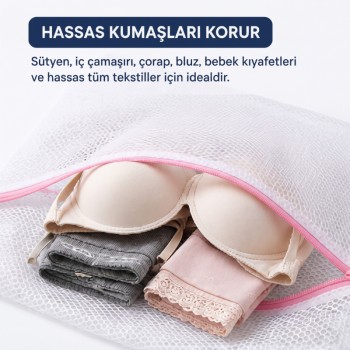 Çamaşır Yıkama Filesi - 40x50 cm - Fermuarlı - Tekrar Kullanılabilir Çamaşır Yıkama Filesi - 40x50 cm - Fermuarlı - Tekrar Kullanılabilir