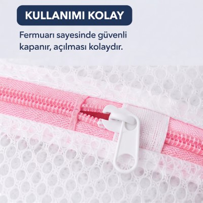 Çamaşır Yıkama Filesi - 40x50 cm - Fermuarlı - Tekrar Kullanılabilir 