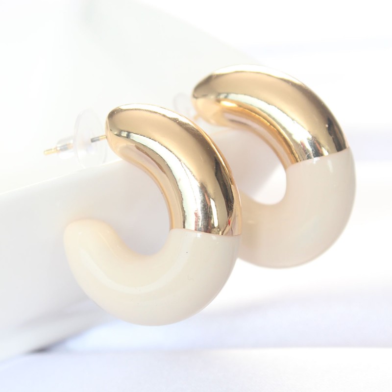 CCB Krem Gold Çift Renk Küpe CCB Krem Gold Çift Renk Küpe