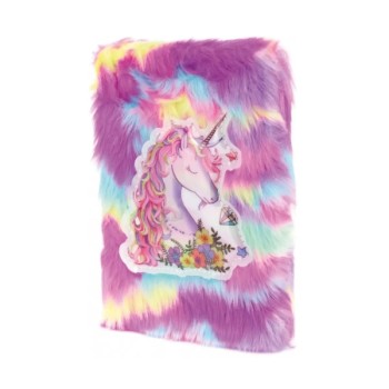 Çiçekli Unicorn Tasarımlı Peluş Hatıra Defteri Çiçekli Unicorn Tasarımlı Peluş Hatıra Defteri
