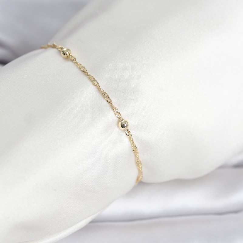 CM 14K Gold Renk Burgu Topçuk Model Kadın Bileklik CM 14K Gold Renk Burgu Topçuk Model Kadın Bileklik