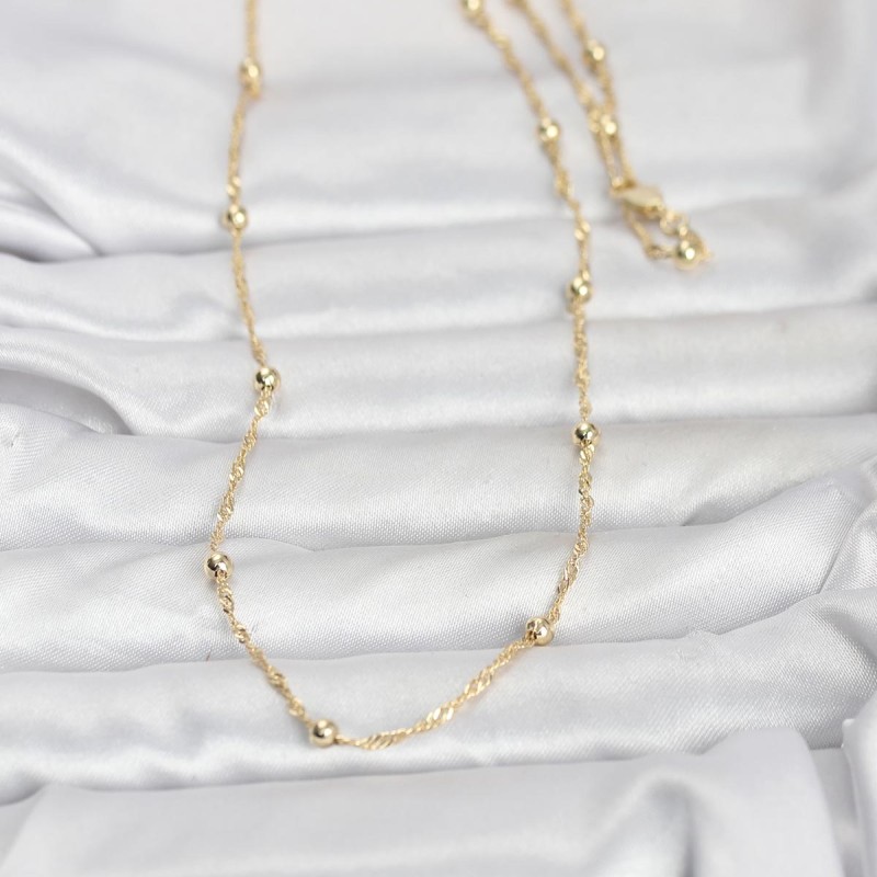 CM 14K Gold Renk Burgu ve Top Zincirli Model 60 cm Kadın Kolye CM 14K Gold Renk Burgu ve Top Zincirli Model 60 cm Kadın Kolye