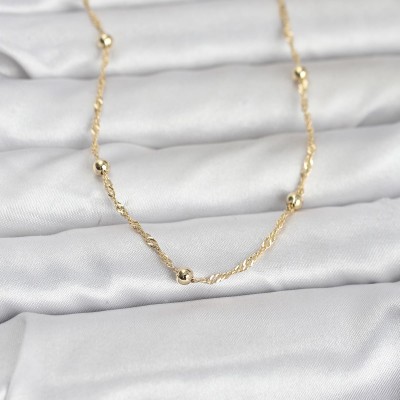 CM 14K Gold Renk Burgu ve Top Zincirli Model 60 cm Kadın Kolye CM 14K Gold Renk Burgu ve Top Zincirli Model 60 cm Kadın Kolye