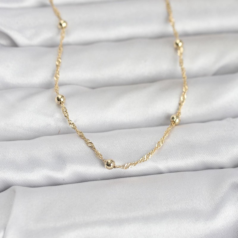 CM 14K Gold Renk Burgu ve Top Zincirli Model 60 cm Kadın Kolye CM 14K Gold Renk Burgu ve Top Zincirli Model 60 cm Kadın Kolye