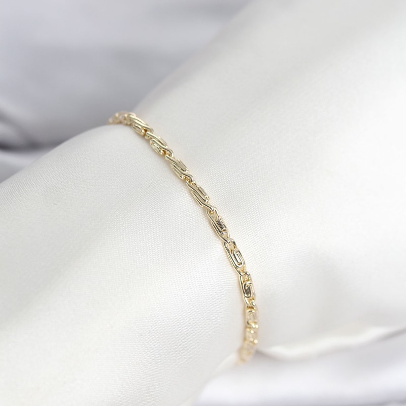 CM 14K Gold Renk Burgu Zincirli Model Kadın Bileklik CM 14K Gold Renk Burgu Zincirli Model Kadın Bileklik