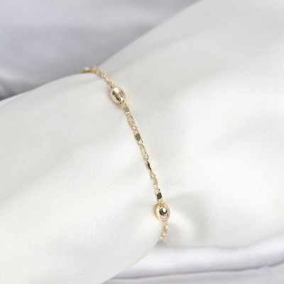 CM 14K Gold Renk Damla Topçuk Model Kadın Bileklik CM 14K Gold Renk Damla Topçuk Model Kadın Bileklik