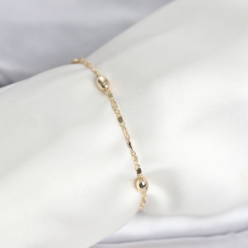 CM 14K Gold Renk Damla Topçuk Model Kadın Bileklik CM 14K Gold Renk Damla Topçuk Model Kadın Bileklik