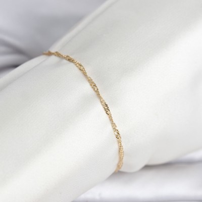 CM 14K Gold Renk Ezme Burgu Zincir Model Kadın Bileklik CM 14K Gold Renk Ezme Burgu Zincir Model Kadın Bileklik
