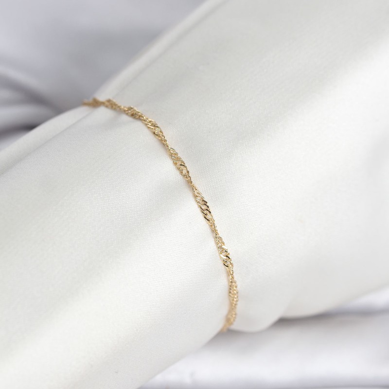 CM 14K Gold Renk Ezme Burgu Zincir Model Kadın Bileklik CM 14K Gold Renk Ezme Burgu Zincir Model Kadın Bileklik