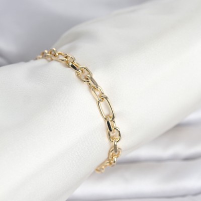 CM 14K Gold Renk Kalın Zincir Model Kadın Bileklik CM 14K Gold Renk Kalın Zincir Model Kadın Bileklik