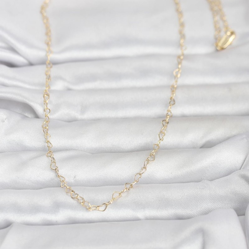CM 14K Gold Renk Kalp Zincirli 60 cm Kadın Kolye CM 14K Gold Renk Kalp Zincirli 60 cm Kadın Kolye