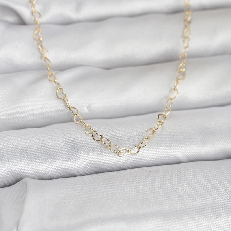 CM 14K Gold Renk Kalp Zincirli 60 cm Kadın Kolye CM 14K Gold Renk Kalp Zincirli 60 cm Kadın Kolye