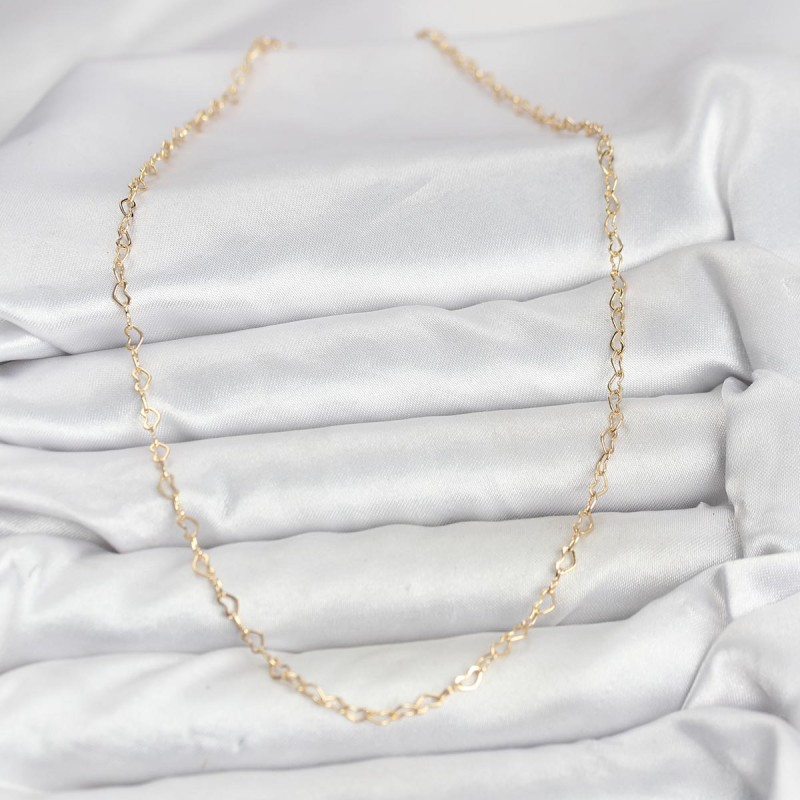 CM 14K Gold Renk Kalp Zincirli Kadın Kolye CM 14K Gold Renk Kalp Zincirli Kadın Kolye
