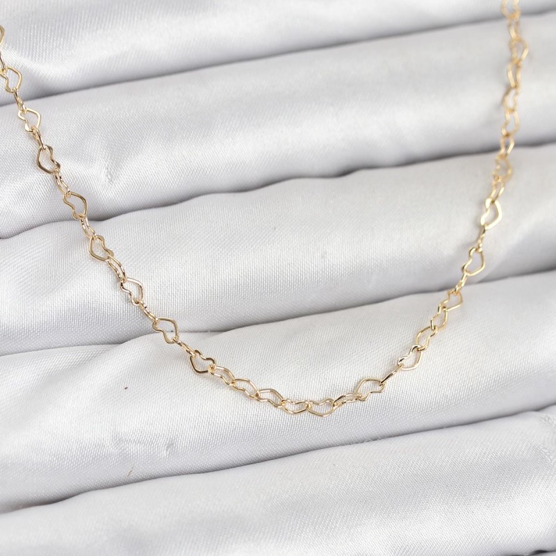 CM 14K Gold Renk Kalp Zincirli Kadın Kolye CM 14K Gold Renk Kalp Zincirli Kadın Kolye