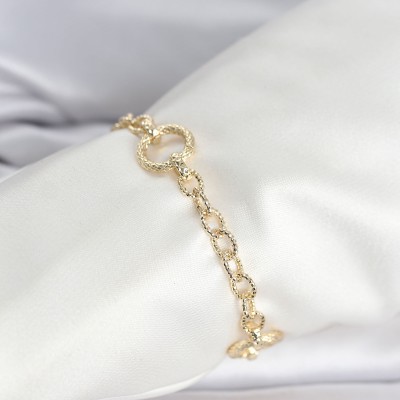 CM 14K Gold Renk Lazerli Halka Model Kadın Bileklik CM 14K Gold Renk Lazerli Halka Model Kadın Bileklik