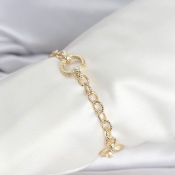 CM 14K Gold Renk Lazerli Halka Model Kadın Bileklik
