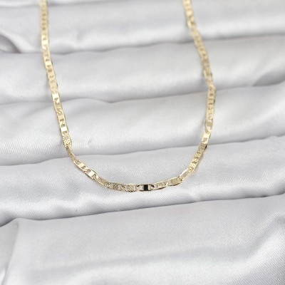 CM 14K Gold Renk Lazerli Yassı Model Zincirli 60 cm Kadın Kolye CM 14K Gold Renk Lazerli Yassı Model Zincirli 60 cm Kadın Kolye