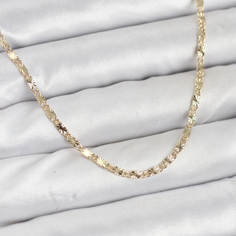 CM 14K Gold Renk Lazerli Zincir Model Kadın Kolye CM 14K Gold Renk Lazerli Zincir Model Kadın Kolye