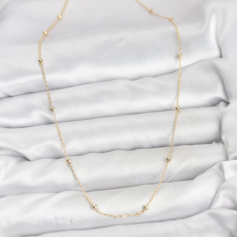 CM 14K Gold Renk Minik Top Zincirli Kadın Kolye CM 14K Gold Renk Minik Top Zincirli Kadın Kolye