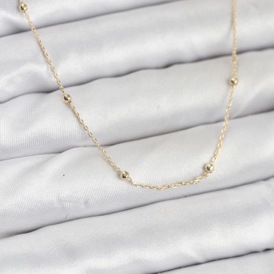 CM 14K Gold Renk Minik Top Zincirli Kadın Kolye CM 14K Gold Renk Minik Top Zincirli Kadın Kolye