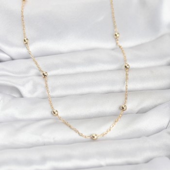 CM 14K Gold Renk Pirinç Top Zincirli 60 cm Kadın Kolye CM 14K Gold Renk Pirinç Top Zincirli 60 cm Kadın Kolye