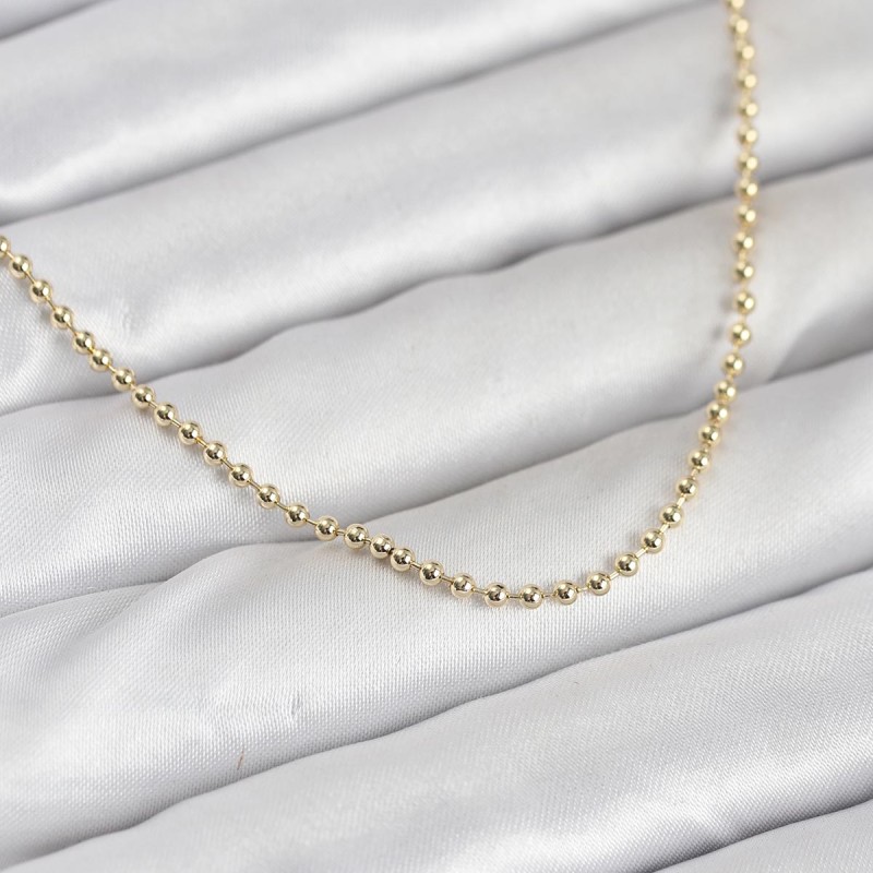 CM 14K Gold Renk Top Zincirli Model 60 cm Kadın Kolye