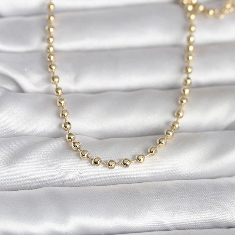 CM 14K Gold Renk Top Zincirli Model 60 cm Kadın Kolye