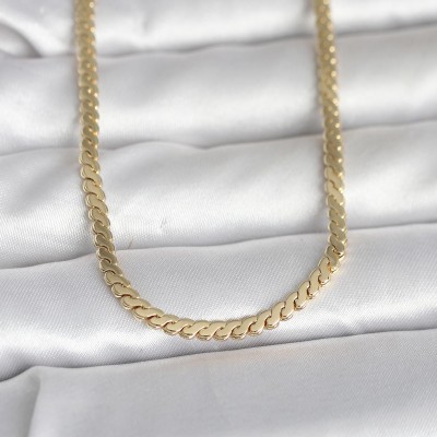 CM 14K Gold Renk Yassı Ezme Zincir Model 60 cm Kadın Kolye CM 14K Gold Renk Yassı Ezme Zincir Model 60 cm Kadın Kolye