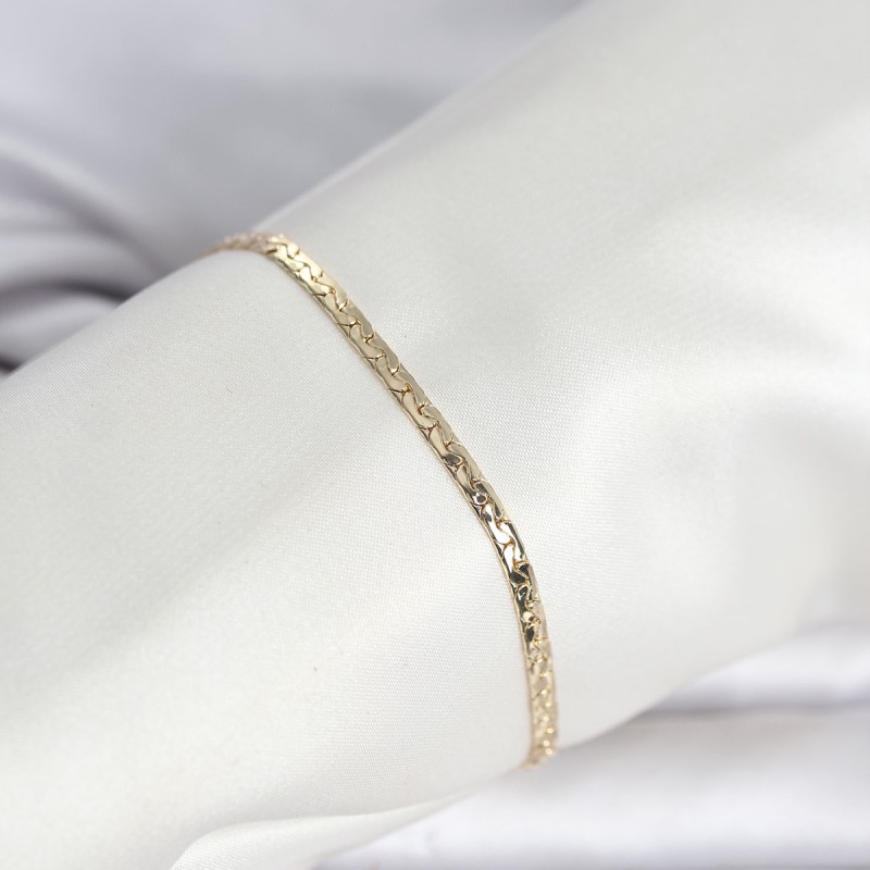 CM 14K Gold Renk Yassı Ezme Zincir Model Kadın Bileklik CM 14K Gold Renk Yassı Ezme Zincir Model Kadın Bileklik
