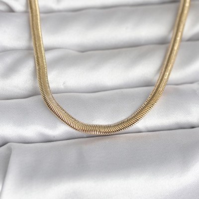 CM 14K Gold Renk Yassı Yılan Zincir Model 45 cm Kadın Kolye CM 14K Gold Renk Yassı Yılan Zincir Model 45 cm Kadın Kolye