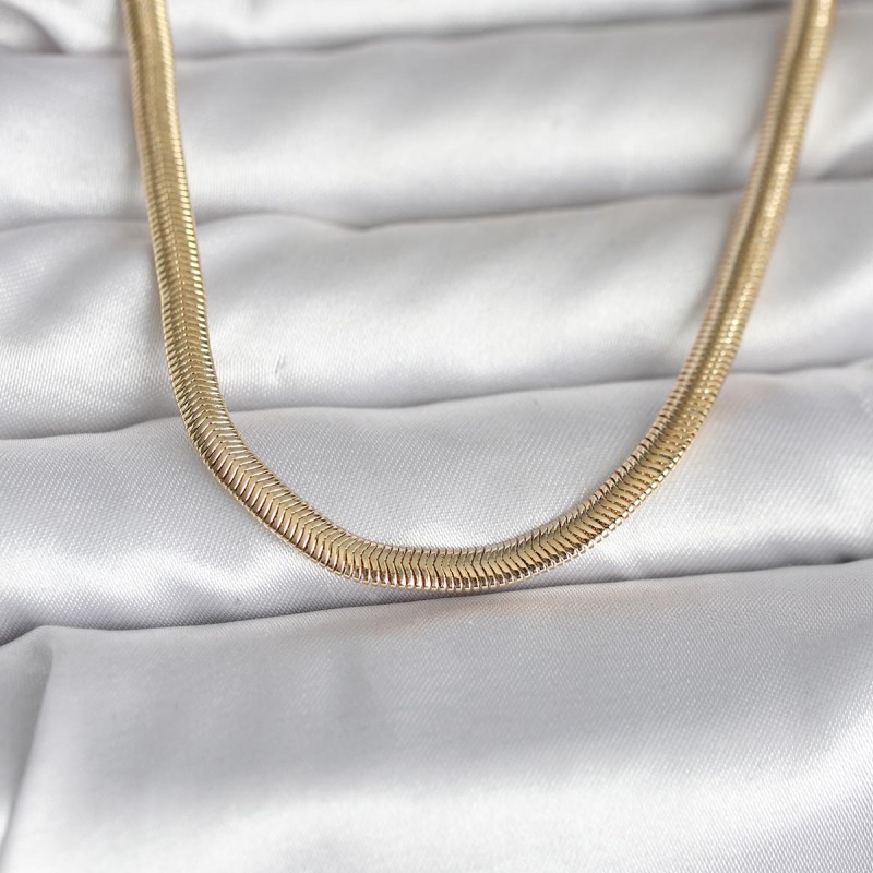 CM 14K Gold Renk Yassı Yılan Zincir Model 45 cm Kadın Kolye CM 14K Gold Renk Yassı Yılan Zincir Model 45 cm Kadın Kolye