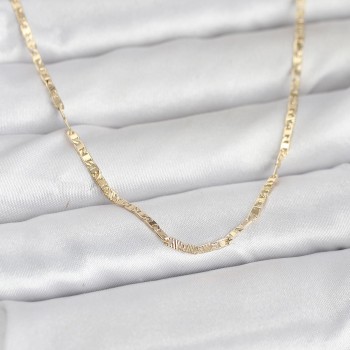CM 14K Gold Renk Yassı Zincir Model 60 cm Kadın Kolye