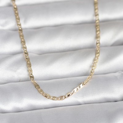 CM 14K Gold Renk Yassı Zincir Model 60 cm Kadın Kolye