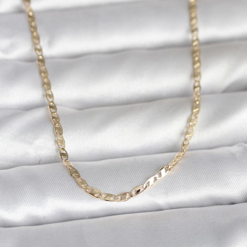 CM 14K Gold Renk Yassı Zincir Model 60 cm Kadın Kolye