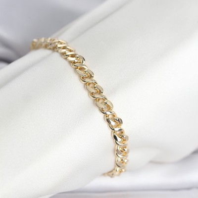 CM 14K Gold Renk Yassı Zincir Model Kadın Bileklik CM 14K Gold Renk Yassı Zincir Model Kadın Bileklik