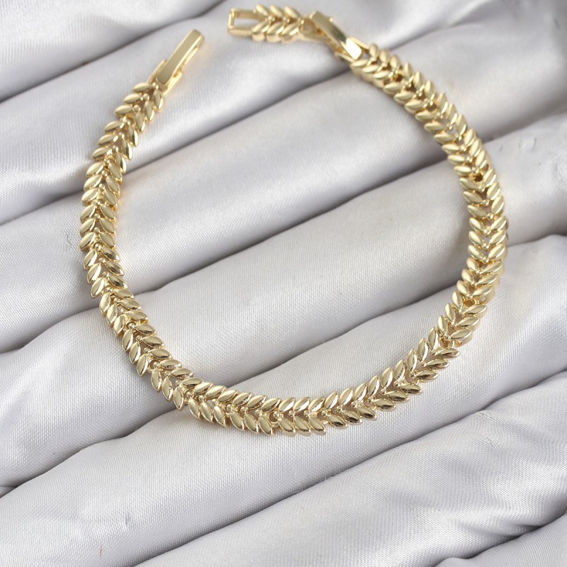 CM Başak Model Gold Renk Pirinç Kadın Bileklik