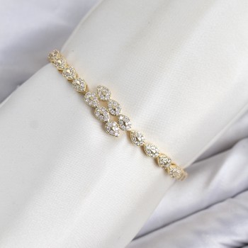 CM Damla Model Zirkon Taşlı VIP Seri Gold Renk Pirinç Kadın Bileklik CM Damla Model Zirkon Taşlı VIP Seri Gold Renk Pirinç Kadın Bileklik