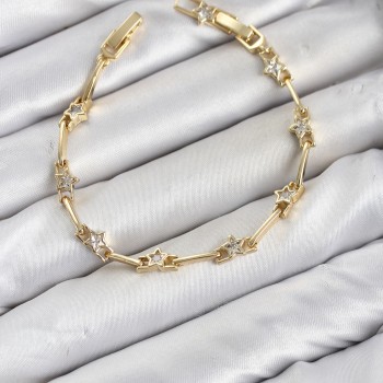 CM Gold Renk Yıldız Model Zirkon Taşlı Pirinç Kadın Bileklik CM Gold Renk Yıldız Model Zirkon Taşlı Pirinç Kadın Bileklik