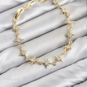 CM Kutup Yıldızı Model Gold Renk Zirkon Taşlı Kadın Bileklik CM Kutup Yıldızı Model Gold Renk Zirkon Taşlı Kadın Bileklik